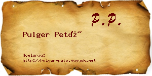 Pulger Pető névjegykártya